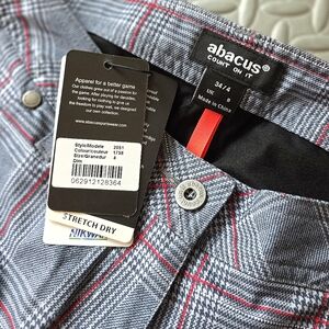 NWT Abacus Gray Plaid Stretch Dry Trousers Windproof‎ Water Resistance Sz. 4